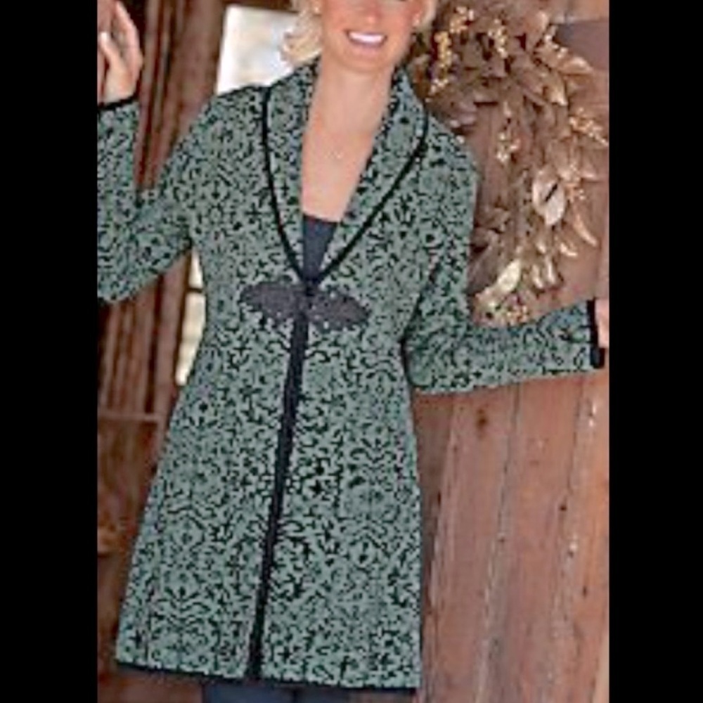 Soft Surroundings chenille jacquard Sweater jacket coat duster size small